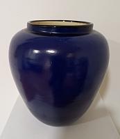 Max Laeuger, Vase blau, H 27 cm, Pressst. MLK I, Mod. 460